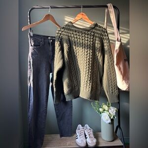 Patagonia Olive Cable Knit Sweater